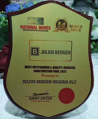 JULIUS BERGER WINS MOST OUTSTANDING AND QUALITY-ORIENTED CONSTRUCTION COMPANY AWARD