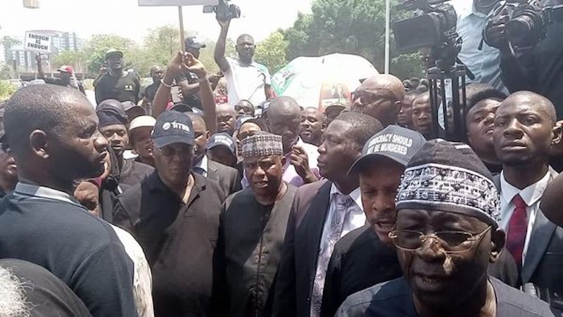 ATIKU ABUBAKAR AND HIS BAND OF JESTERS AT INEC HEADQUARTERS