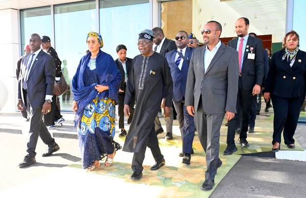 President Bola Tinubu and First Lady Senator Oluremi Tinubu were seen off on Monday by the Prime Minister of Ethiopia, Abiy Ahmed, at Bole Addis Ababa International Airport after attending the 38th African Union Summit.